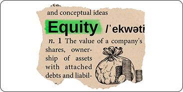 Finance dictionary definition with currency notes collage